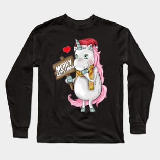 Unicorn Merry Christmas Cap Unicorn Clothing Gift Long Sleeve T-Shirt